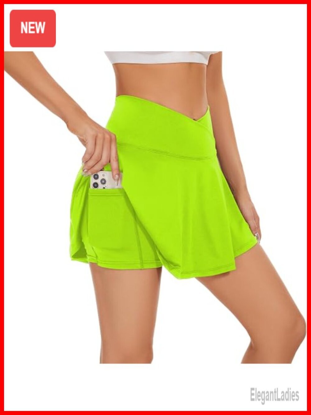 High Waisted Pleated Tennis Skort with Pockets Built-in Shorts